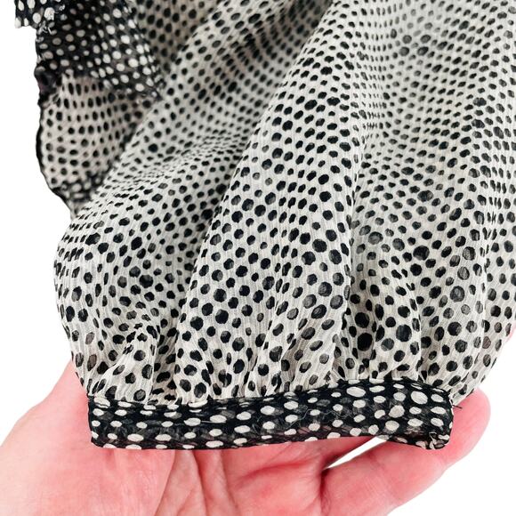 Lida Baday Black & White Silk Polka Dot Sheer Ruffle Blouse Women Sz 2 - Picture 9 of 14